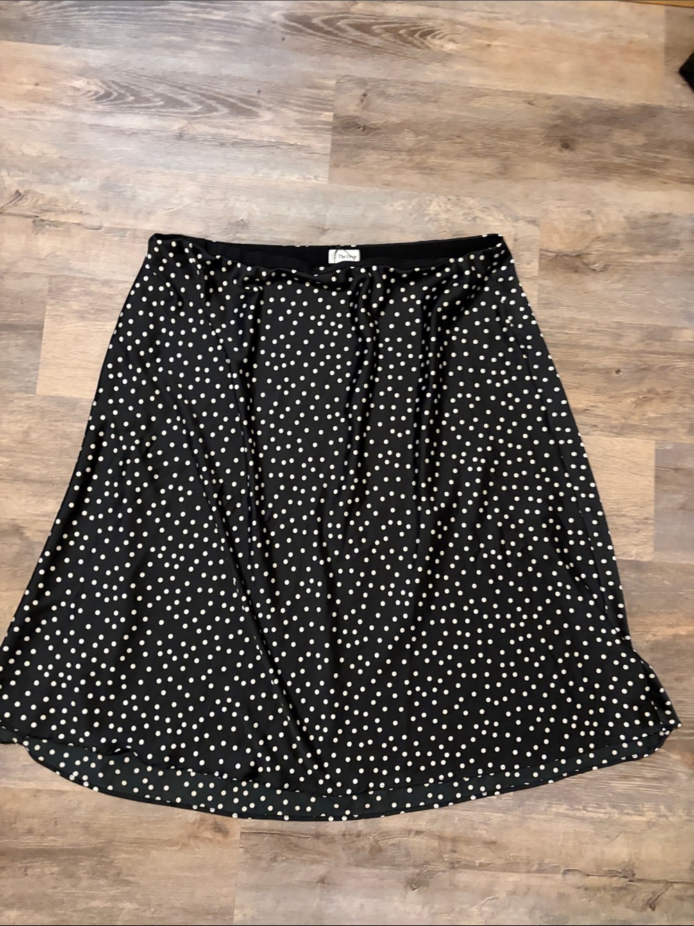 Black Polka Dot A-Line Skirt with White Spots